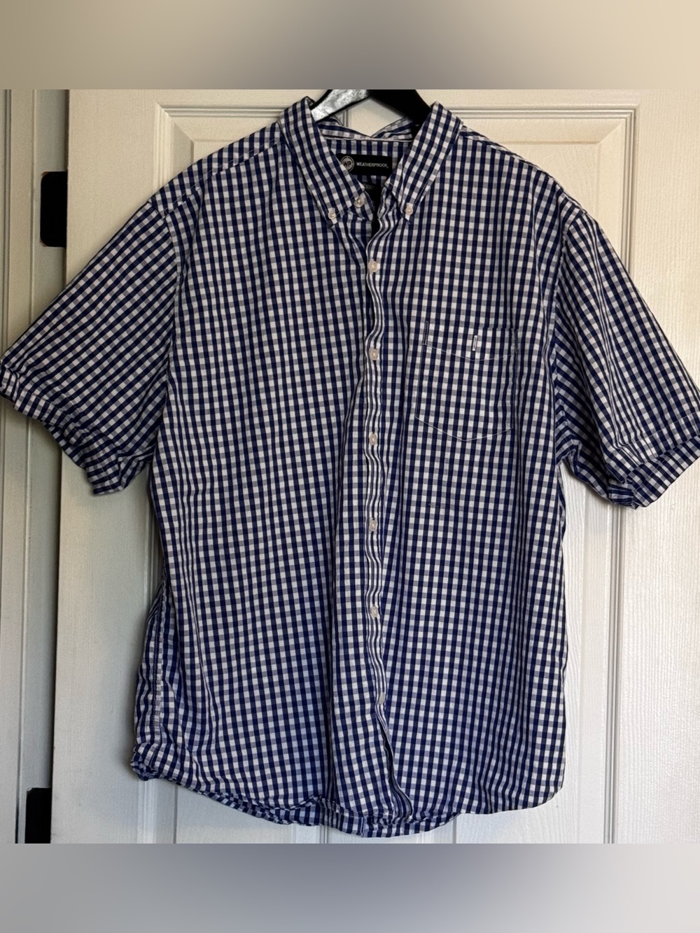 Weatherproof Men’s Navy & White Gingham Button-Down Shirt